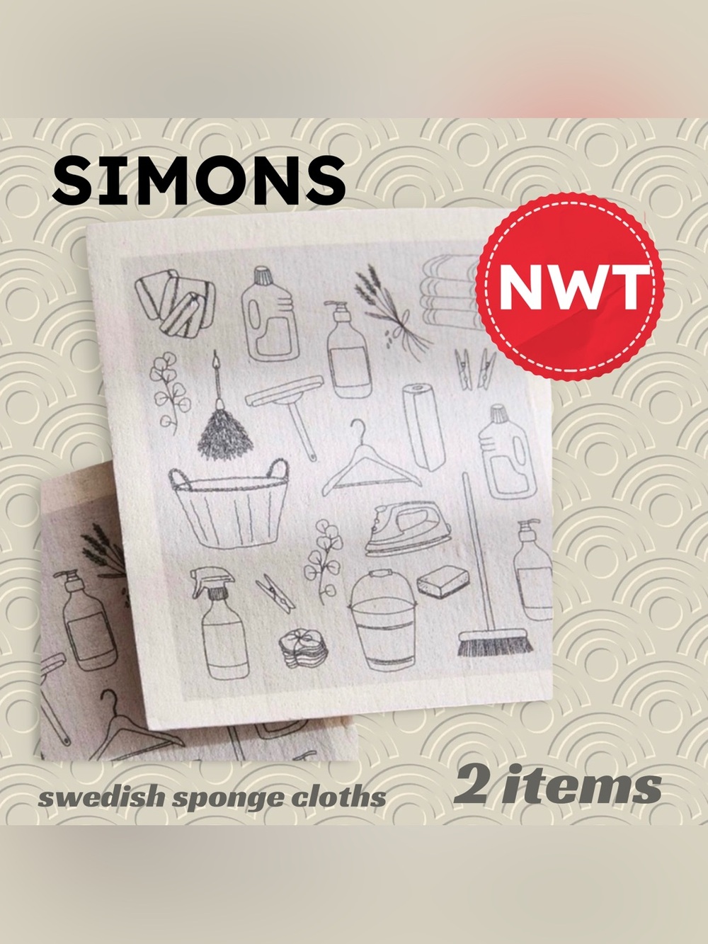 🇨🇦🆕NWT SIMONS | 2X Eco Friendly Household print Reusable Swedish Sponge Cloths